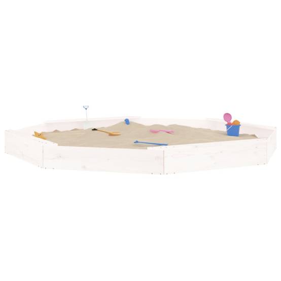 Bac à sable - Maison de jeu pour enfants avec sièges blanc octogone bois de pin massif-JU12097 - Image 3