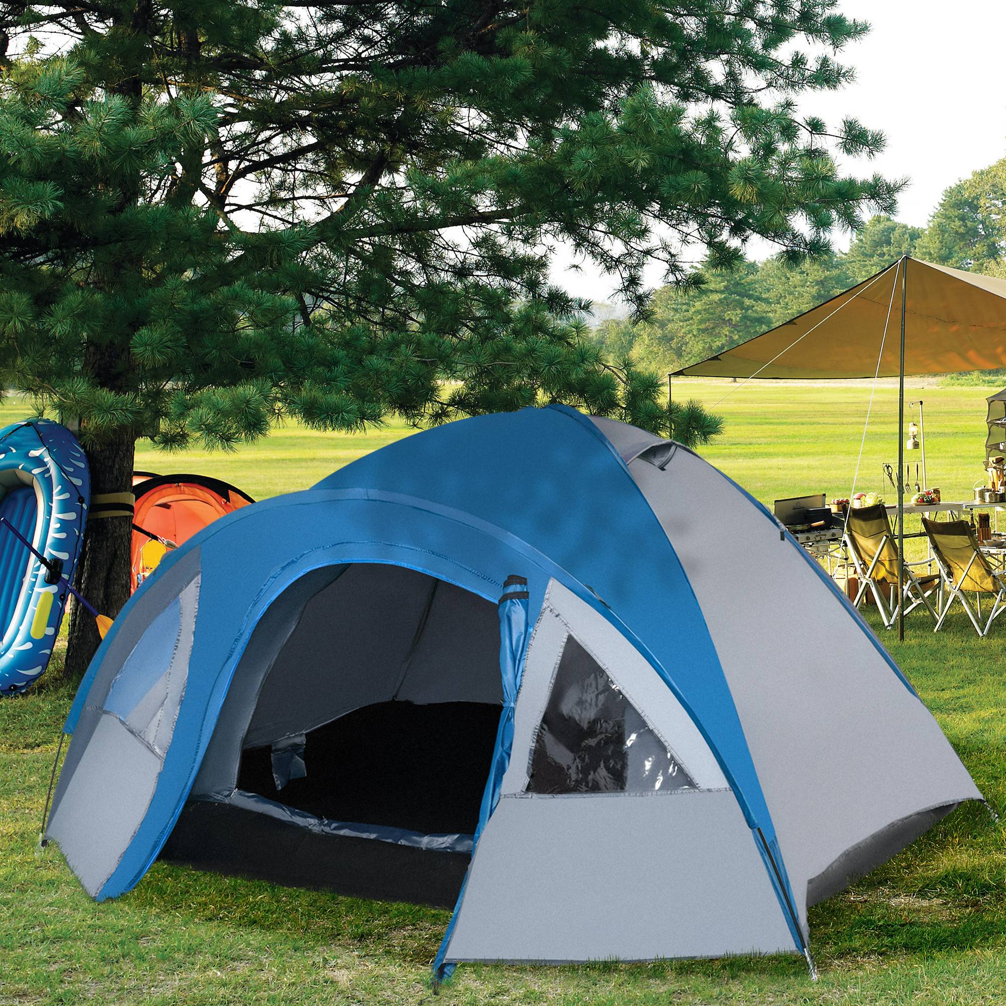 Tente de camping polyester bleu marine 300 x 250 x 130 cm - PANGIVO - Image 3