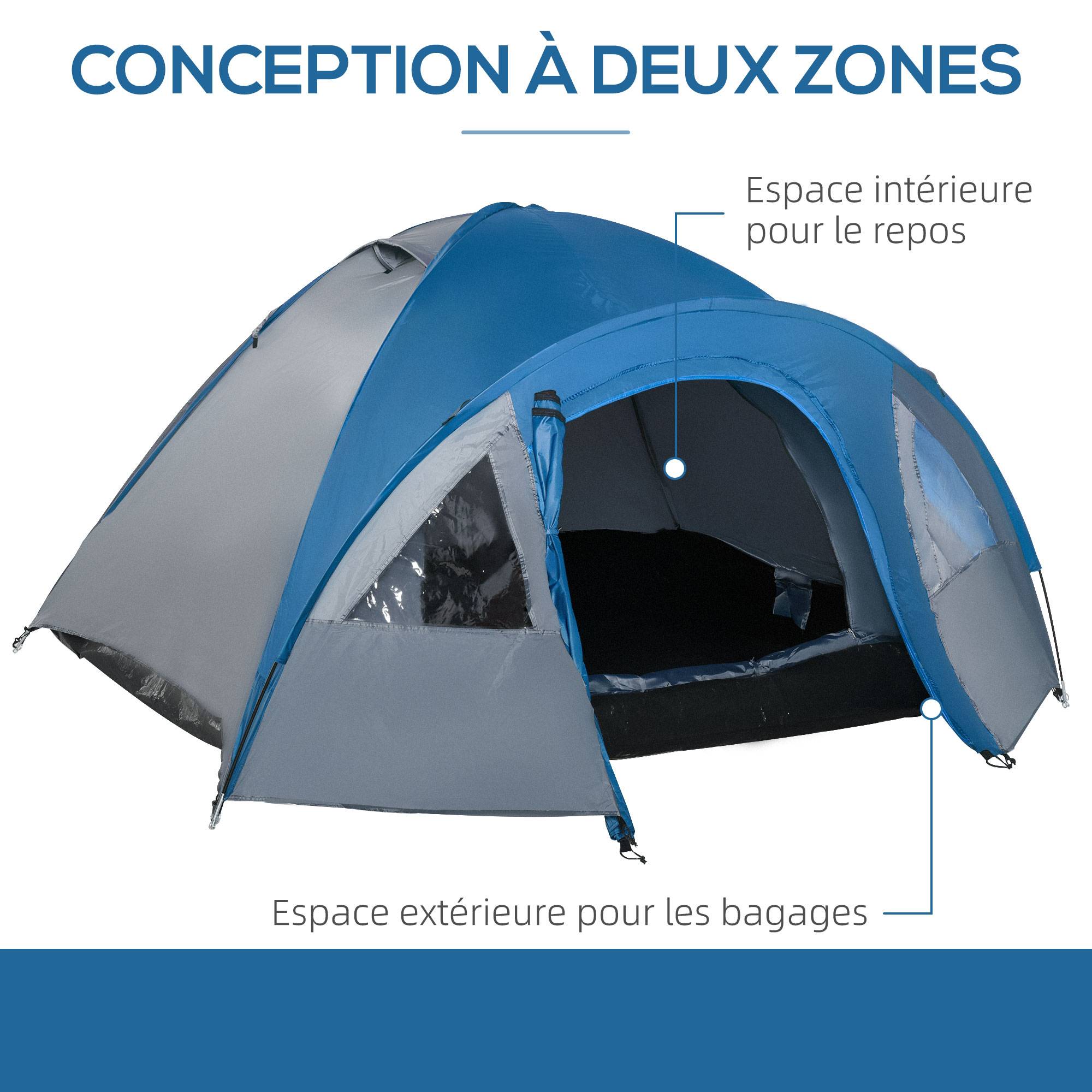 Tente de camping polyester bleu marine 300 x 250 x 130 cm - PANGIVO - Image 7