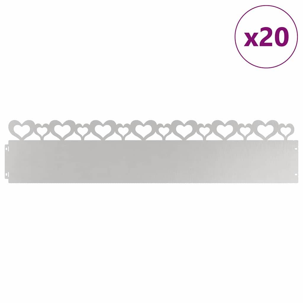 Bordure de pelouse acier inox extérieur séparation allées 103x22cm argent 20pcs - ComfortXL Outdoor Living - Image 3