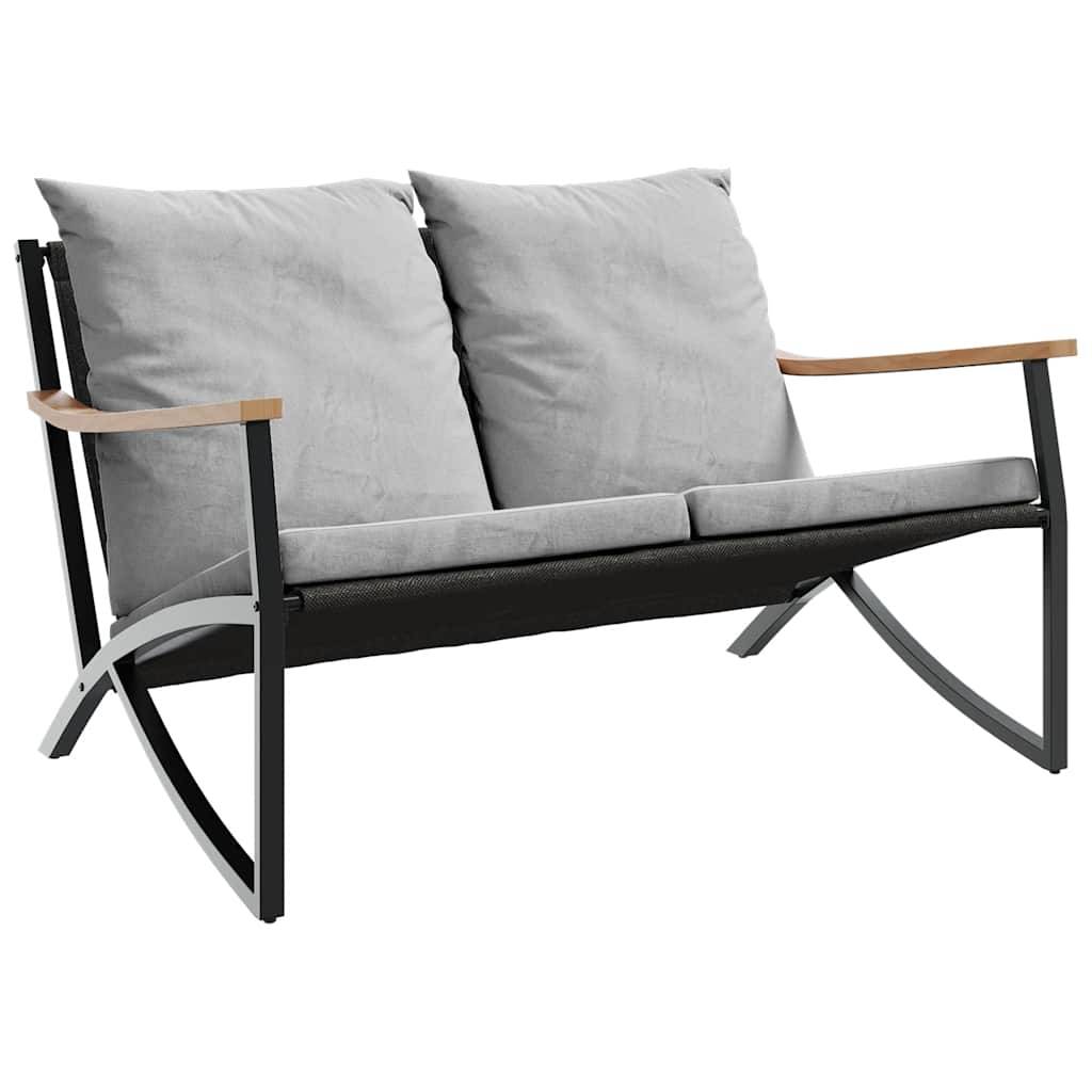 Banc de jardin | Banquette De Jardin | Banc Extérieur avec coussins 120 cm noir acier Maison Chic - Image 1