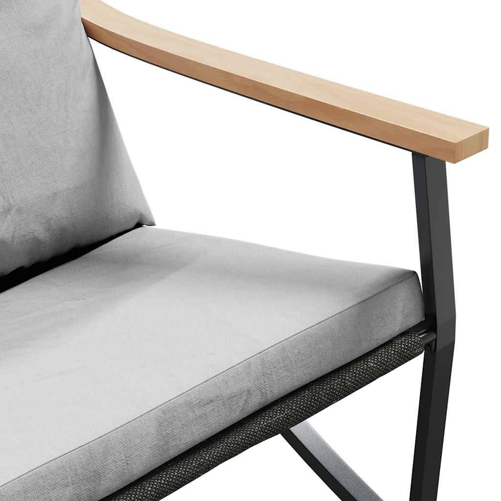 Banc de jardin | Banquette De Jardin | Banc Extérieur avec coussins 120 cm noir acier Maison Chic - Image 8