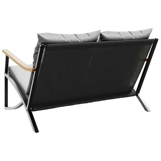 Banc de jardin | Banquette De Jardin | Banc Extérieur avec coussins 120 cm noir acier Maison Chic - Image 7