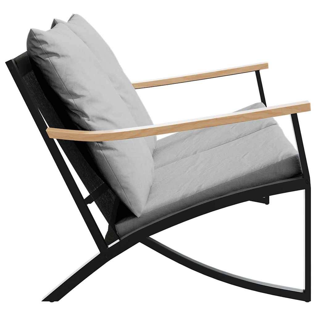 Banc de jardin | Banquette De Jardin | Banc Extérieur avec coussins 120 cm noir acier Maison Chic - Image 6