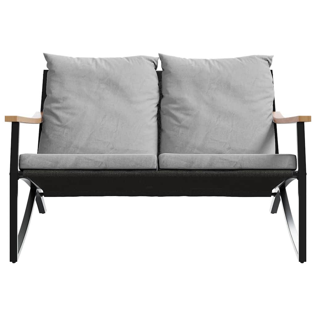 Banc de jardin | Banquette De Jardin | Banc Extérieur avec coussins 120 cm noir acier Maison Chic - Image 5