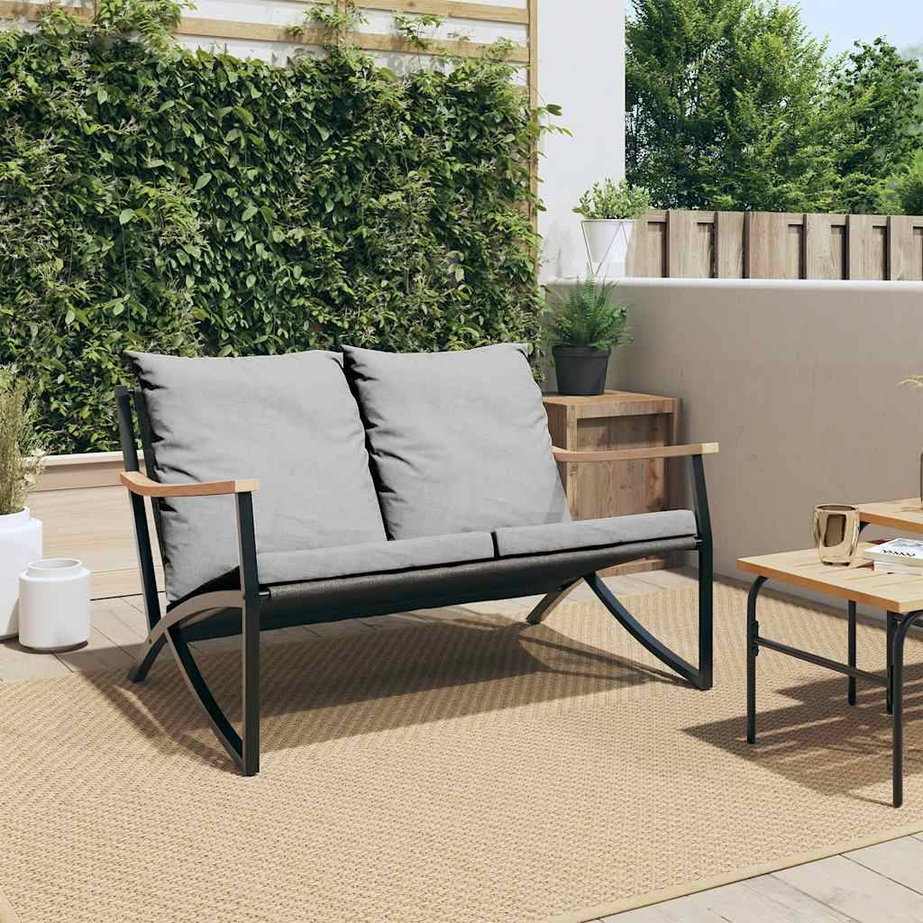 Banc de jardin | Banquette De Jardin | Banc Extérieur avec coussins 120 cm noir acier Maison Chic - Image 4
