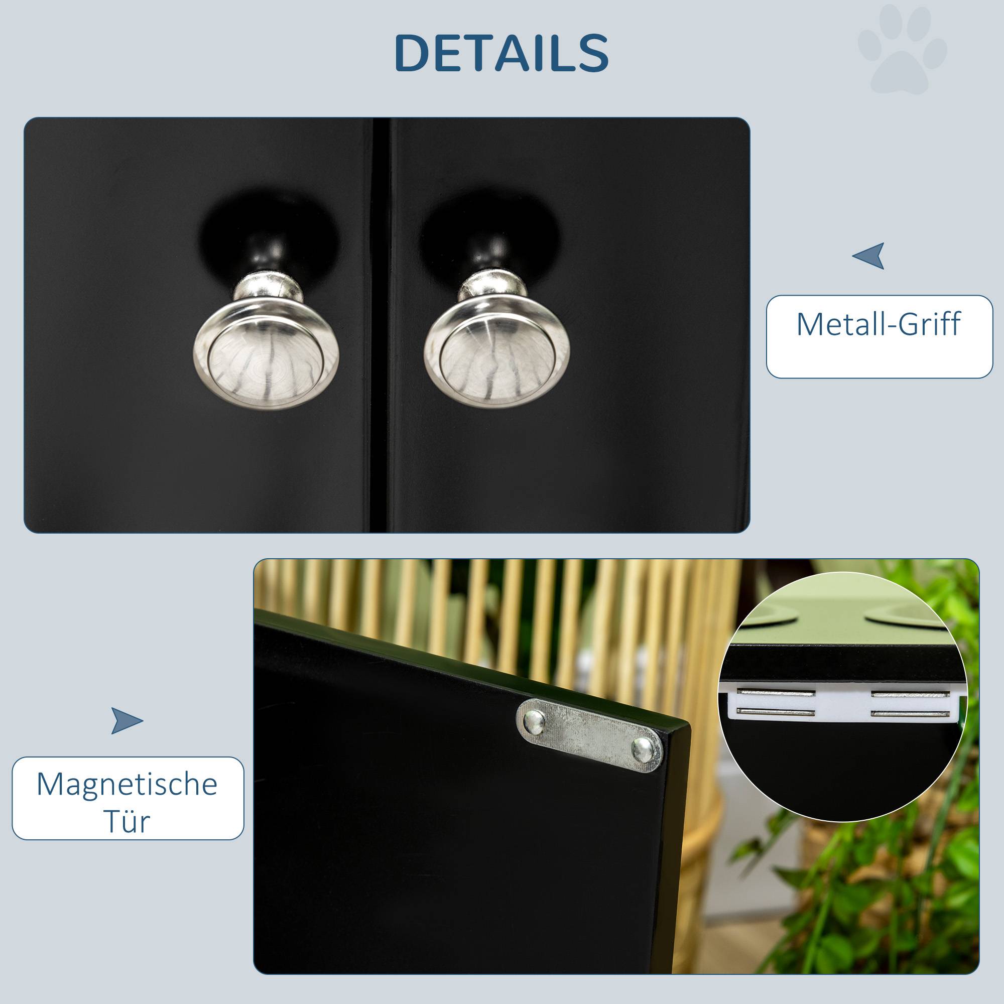 Station de nourriture pour chien avec 2 bols en inox, bois, noir, 60 x 30 x 35.5 cm - PANGIVO - Image 6