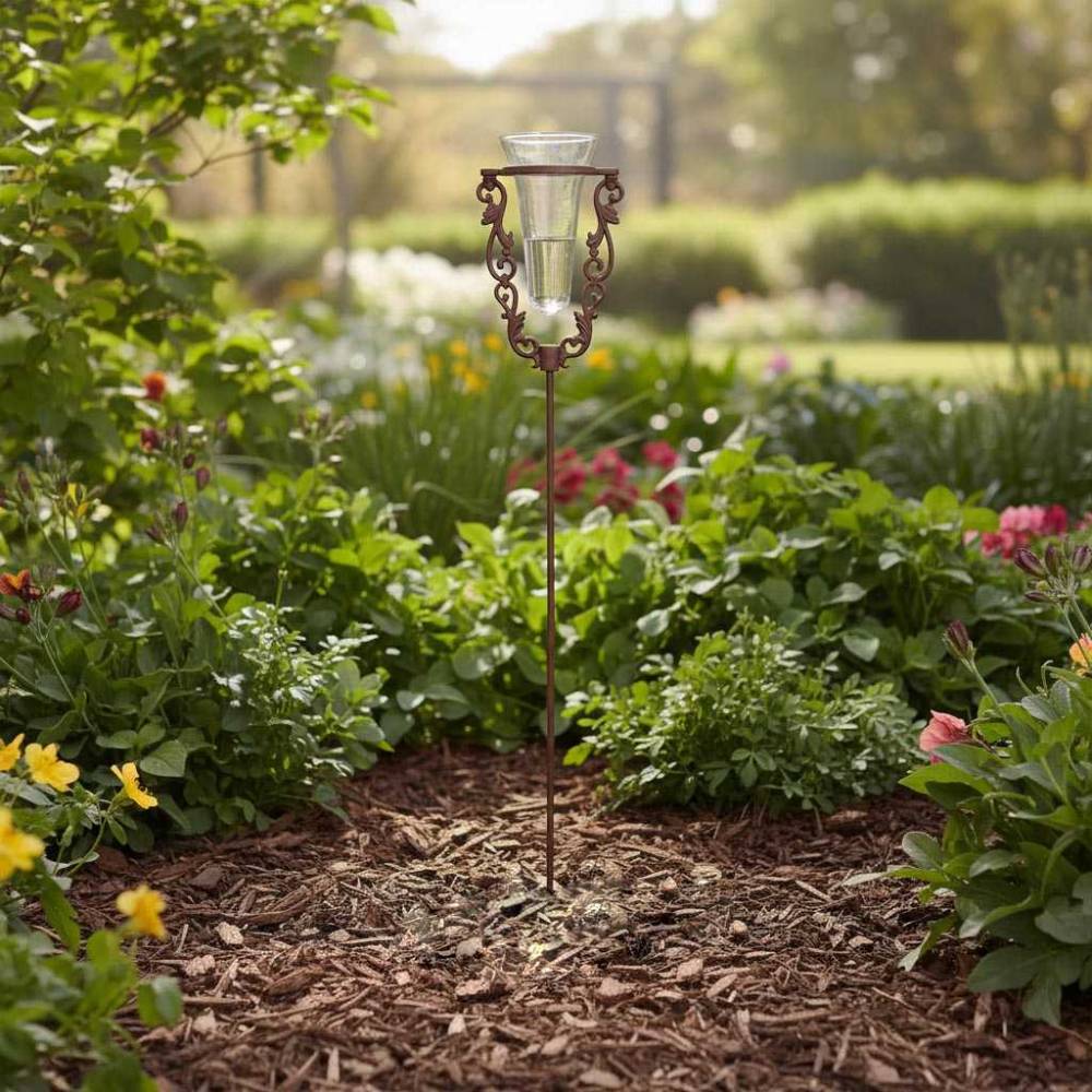 Esschert Design - Pluviomètre de jardin en verre avec support en fonte Water In The Garden - Imagen 2