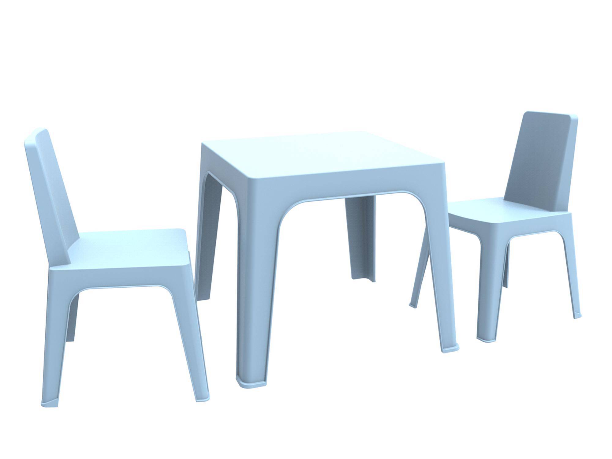 Set 2+1 chaises-table pour enfants intérieur, extérieur bleu ciel JULIETA garbar - Image 1