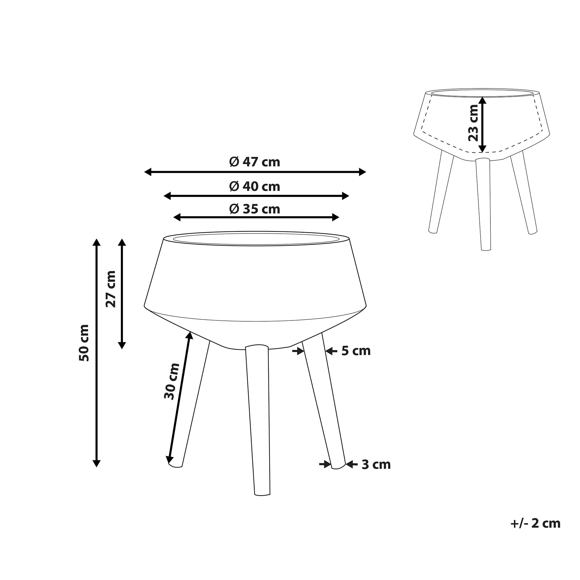 Beliani - Cache-Pot Support Plantes Beige Taupe avec 3 Pieds en Bois 35 cm de Diamètre Motif Ethnique Peint à la Main pour Extérieur et Intérieur Beliani - Imagen 3