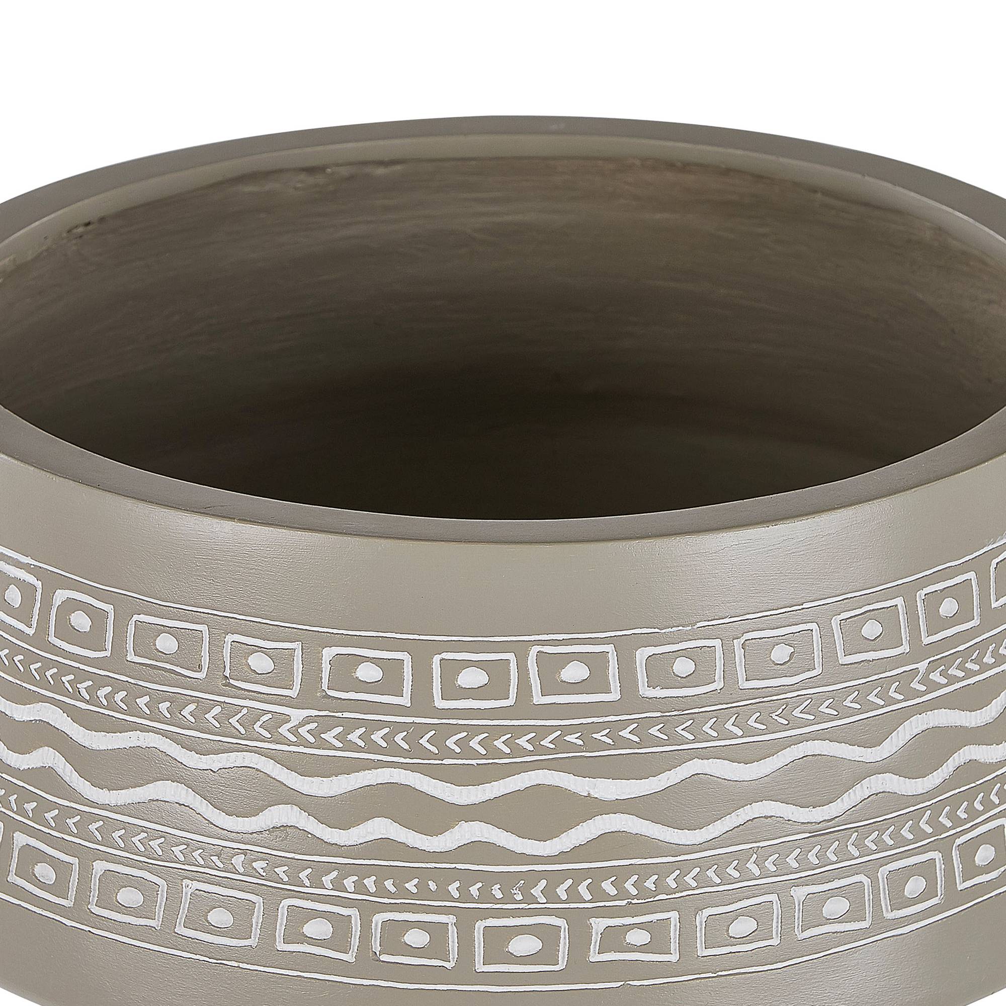 Beliani - Cache-Pot Support Plantes Beige Taupe avec 3 Pieds en Bois 35 cm de Diamètre Motif Ethnique Peint à la Main pour Extérieur et Intérieur Beliani - Imagen 4
