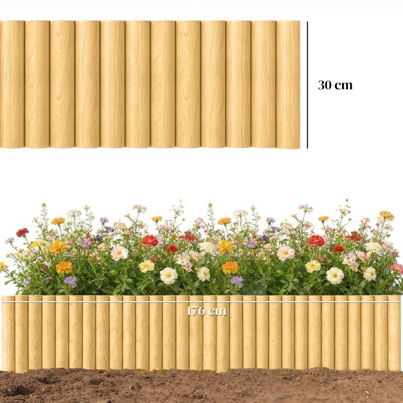 Clôture jardin bois naturel 176 x 2.7 x 30 cm - PANGIVO - Image 3