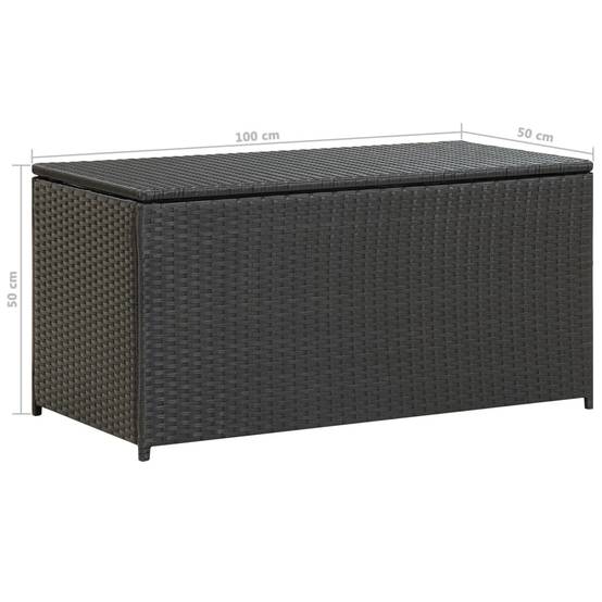 Coffre boîte meuble de jardin rangement résine tressée 100 x 50 x 50 cm noir - Image 7