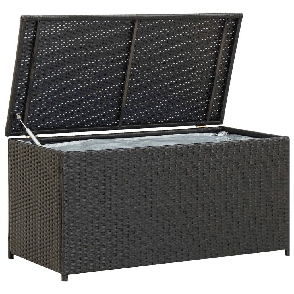 Coffre boîte meuble de jardin rangement résine tressée 100 x 50 x 50 cm noir - Image 1