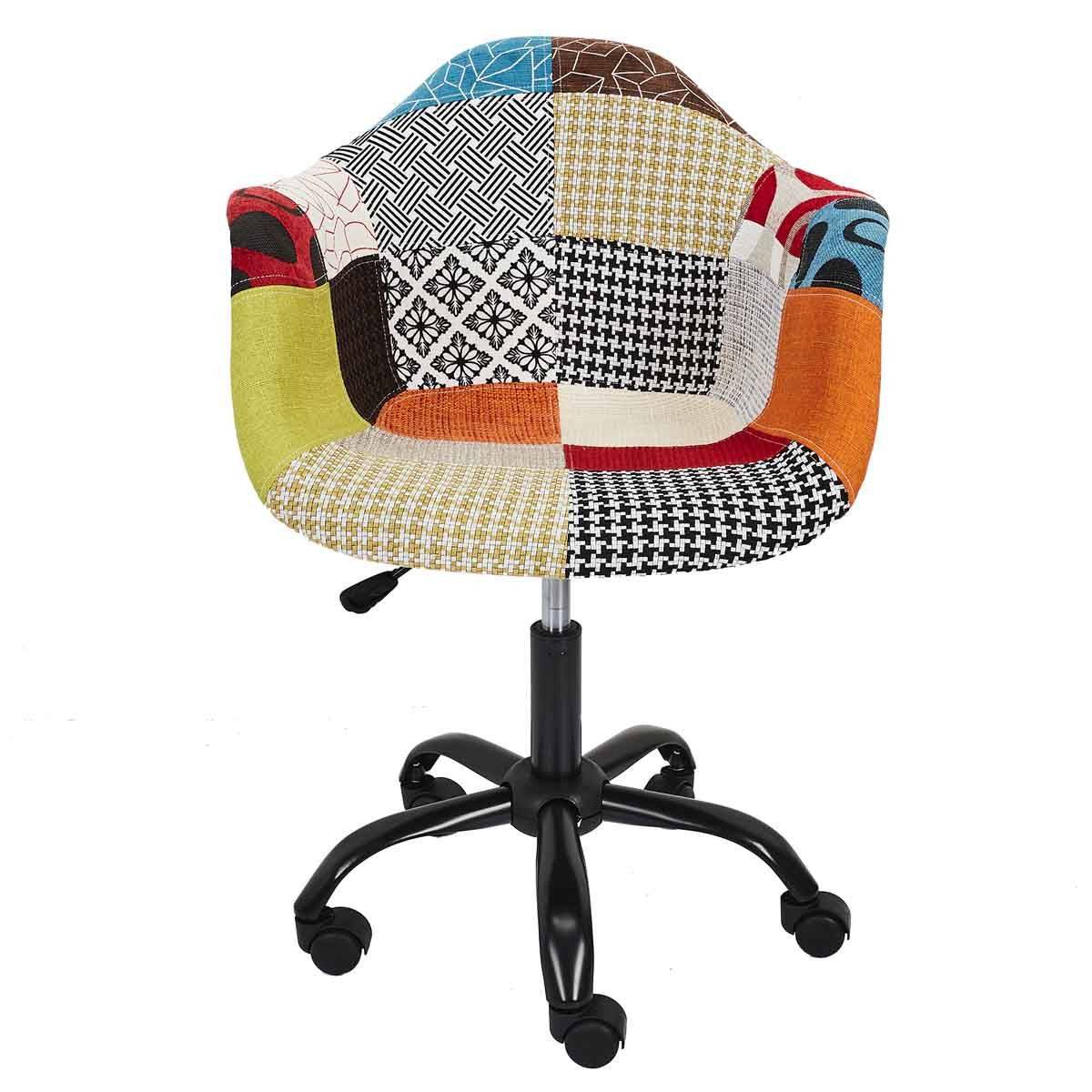 The Home Deco Factory - Fauteuil de Bureau "Patchwork" 86cm Multicolore - Image 3