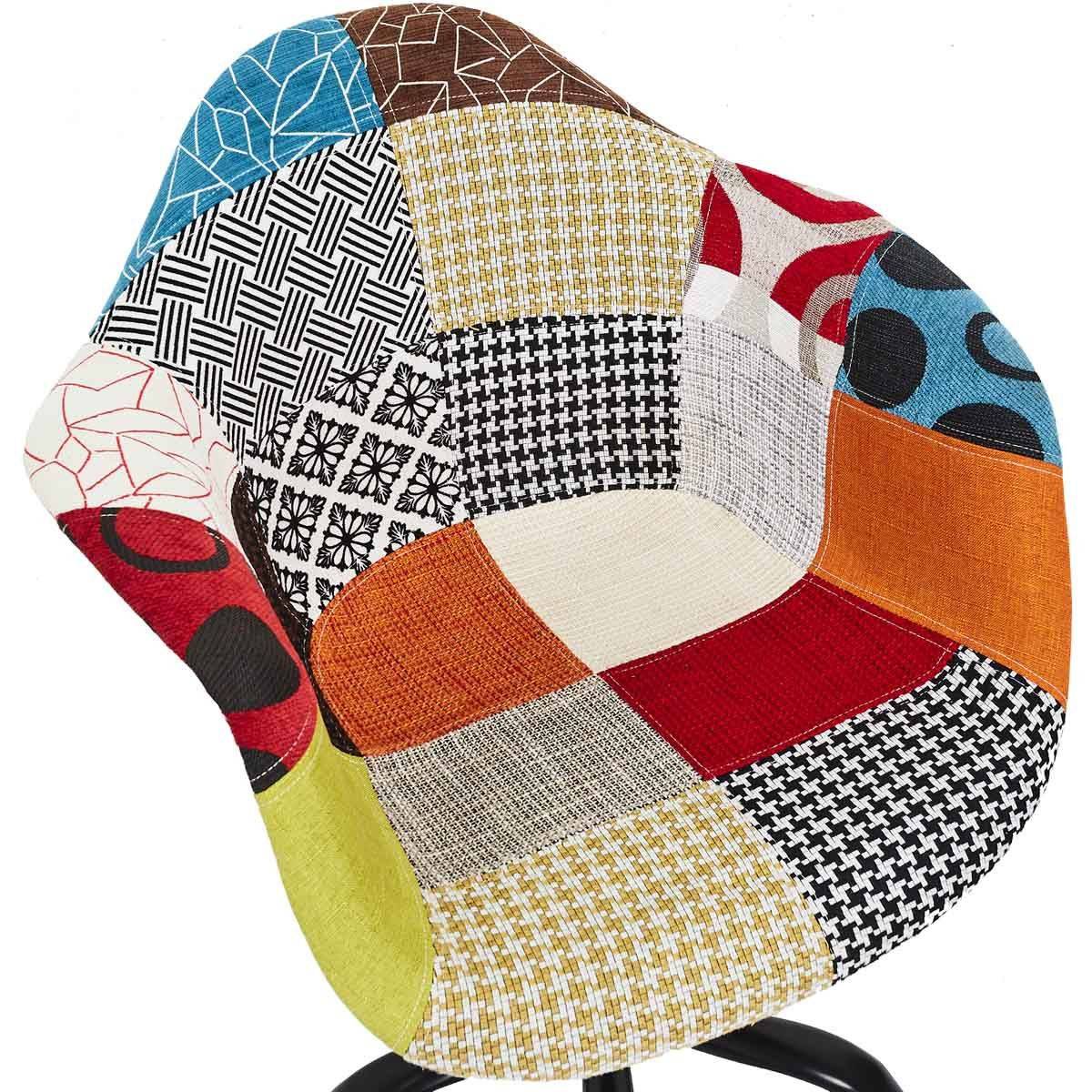 The Home Deco Factory - Fauteuil de Bureau "Patchwork" 86cm Multicolore - Image 5