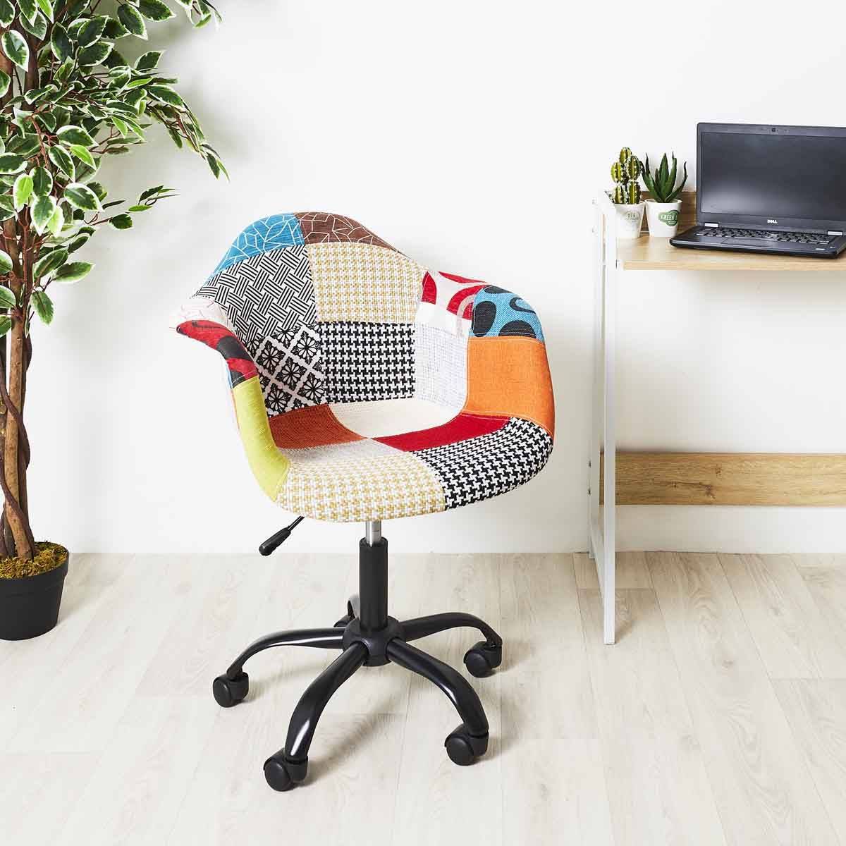 The Home Deco Factory - Fauteuil de Bureau "Patchwork" 86cm Multicolore - Image 7