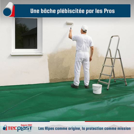 Bâche Peinture 8x12 m HQ250PE Verte et Marron - Haute Performance - Bâche de protection Peinture pour sol et meuble TECPLAST - Imagen 2