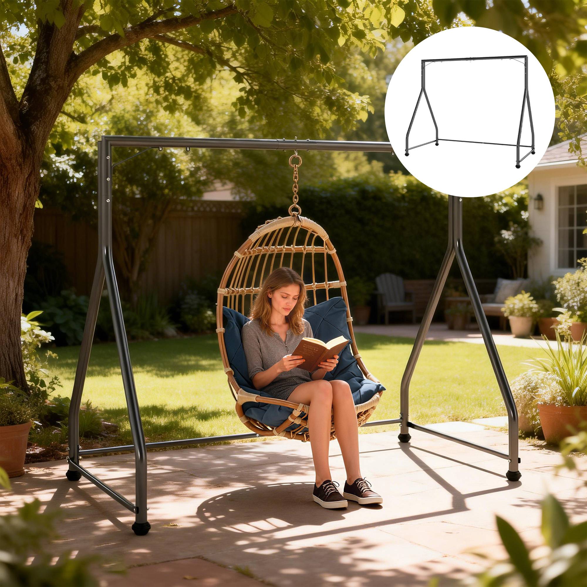Structure pour balancelle 2 à 3 places acier jardin cadre en A 210cm noir - ComfortXL Outdoor Living - Image 10