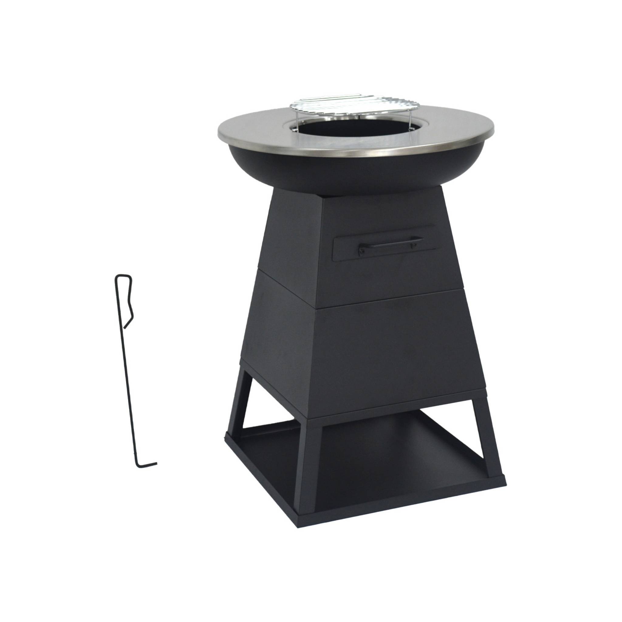 sweeek - Brasero barbecue Ø59cm noir avec grille de cuisson et espace de rangement - Izalco | sweeek - Image 2