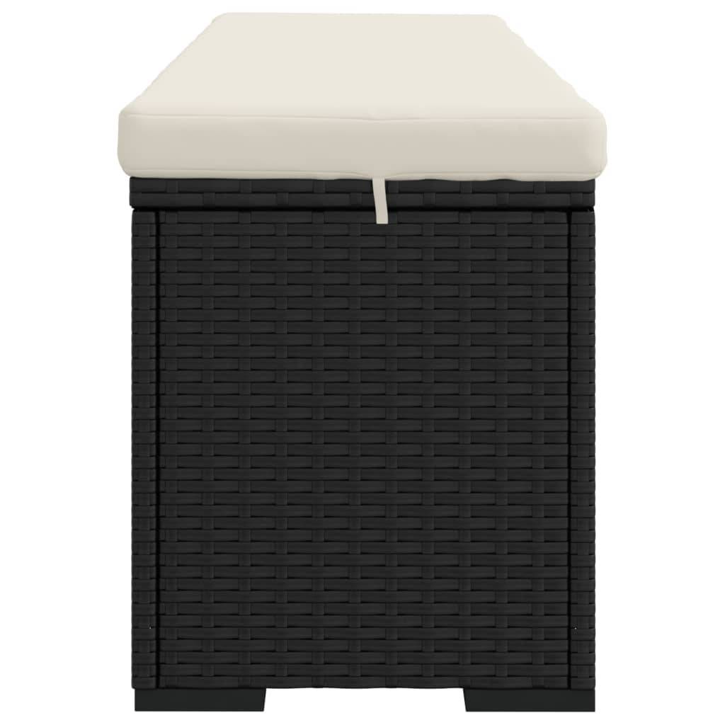 Helloshop26 - Banc de jardin meuble de patio d'extérieur terrasse pouf avec coussin 110 x 30 x 40 cm résine tressée noir - Imagen 4