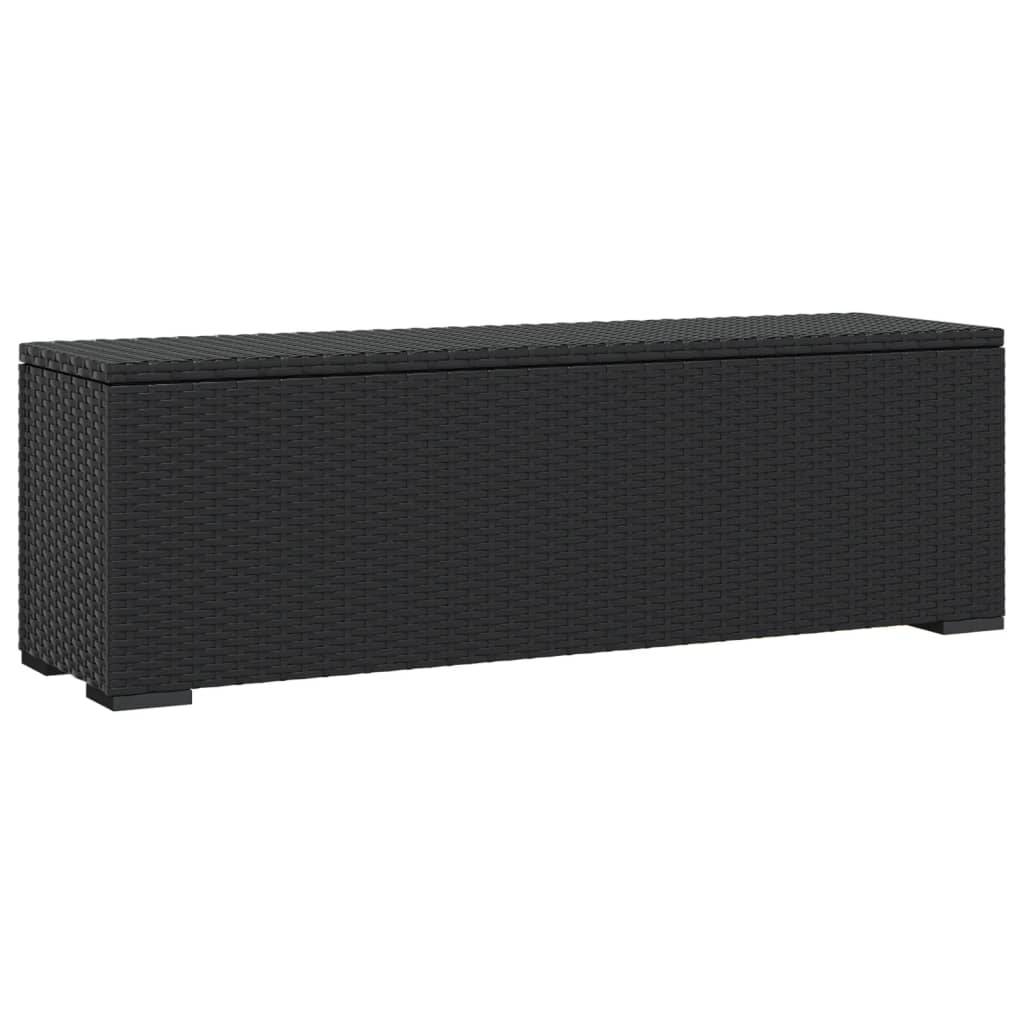 Helloshop26 - Banc de jardin meuble de patio d'extérieur terrasse pouf avec coussin 110 x 30 x 40 cm résine tressée noir - Imagen 3