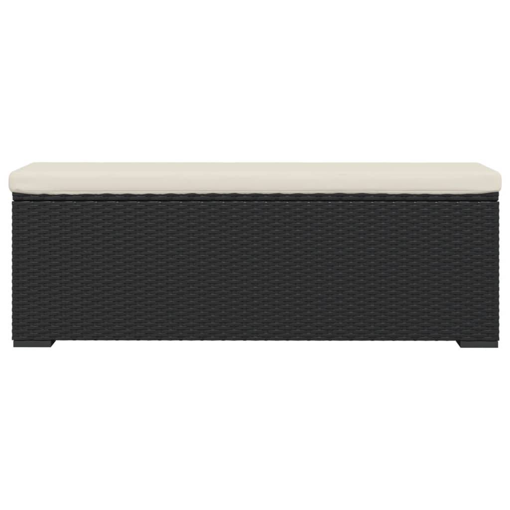 Helloshop26 - Banc de jardin meuble de patio d'extérieur terrasse pouf avec coussin 110 x 30 x 40 cm résine tressée noir - Imagen 2