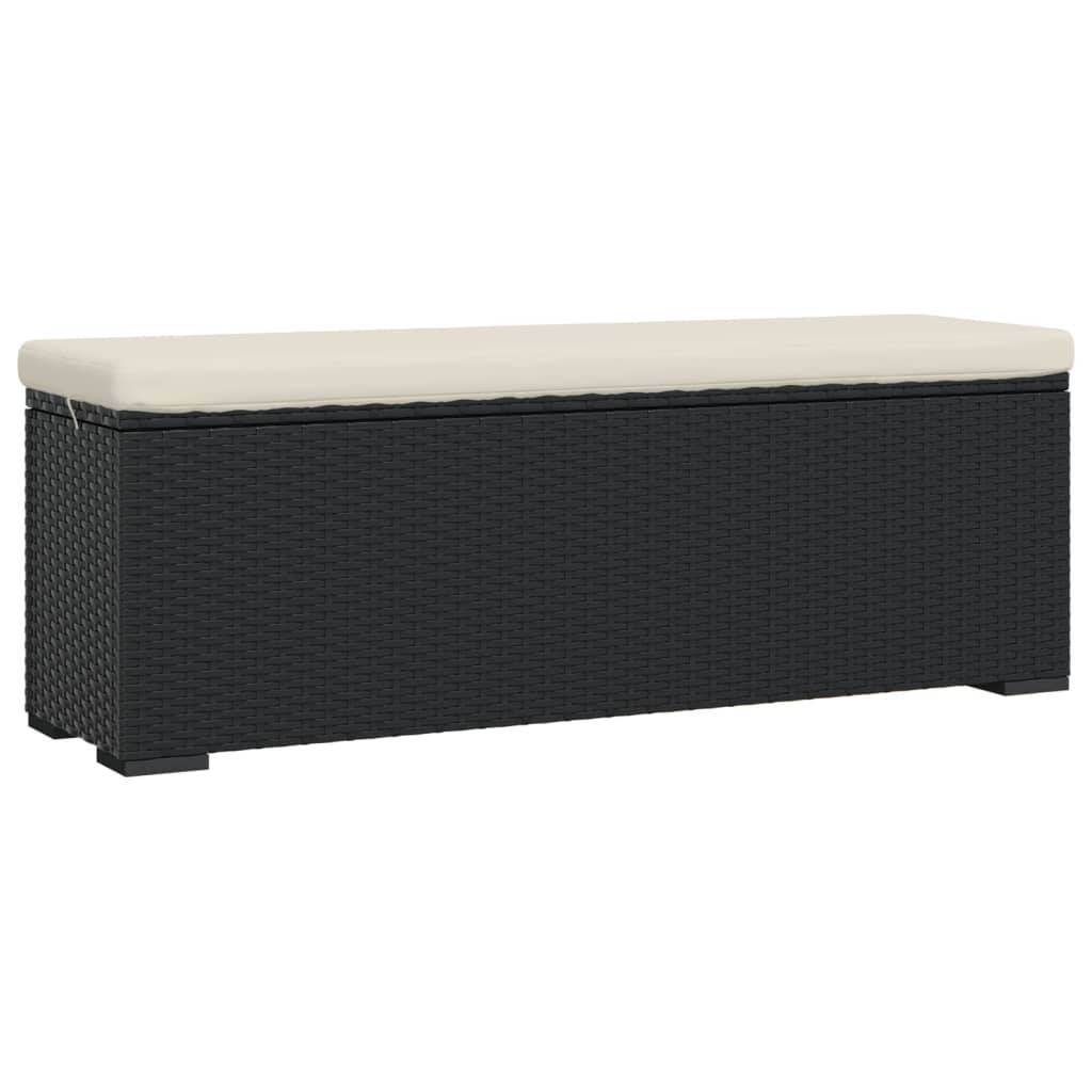 Helloshop26 - Banc de jardin meuble de patio d'extérieur terrasse pouf avec coussin 110 x 30 x 40 cm résine tressée noir - Imagen 1
