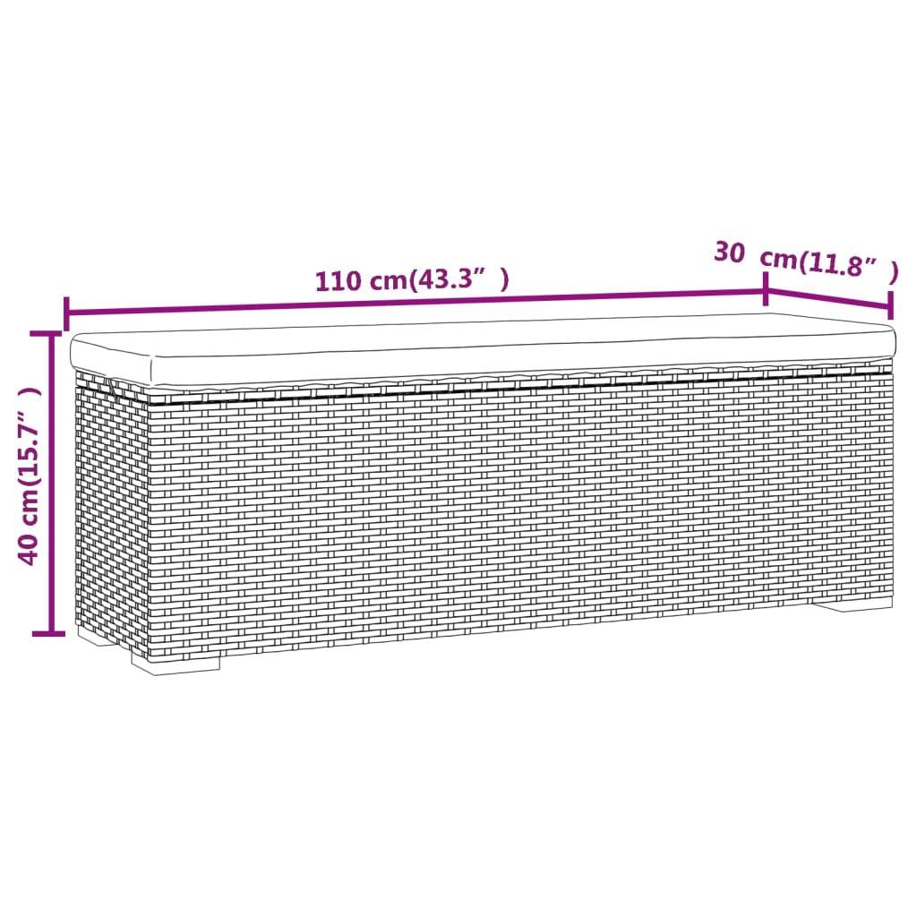 Helloshop26 - Banc de jardin meuble de patio d'extérieur terrasse pouf avec coussin 110 x 30 x 40 cm résine tressée noir - Imagen 5