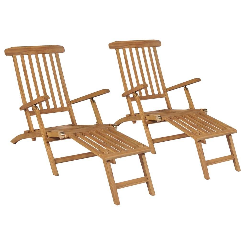 Helloshop26 - Lot de chaises de terrasse avec repose-pied bois de teck solide - Imagen 1