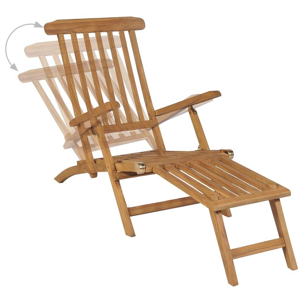 Helloshop26 - Lot de chaises de terrasse avec repose-pied bois de teck solide - Imagen 6