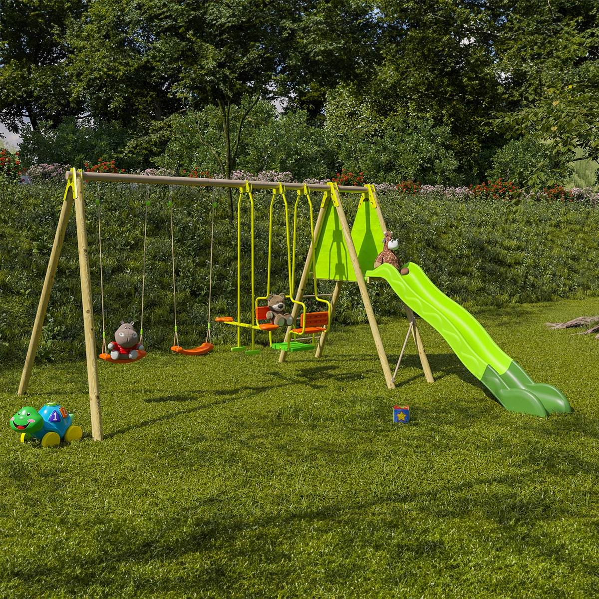 Portique bois métal Kaheco 2,30 m 8 enfants Trigano - Image 6