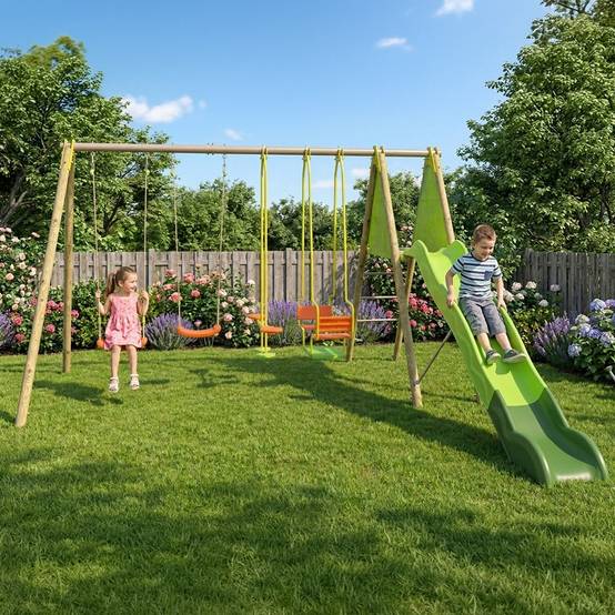 Portique bois métal Kaheco 2,30 m 8 enfants Trigano - Image 2
