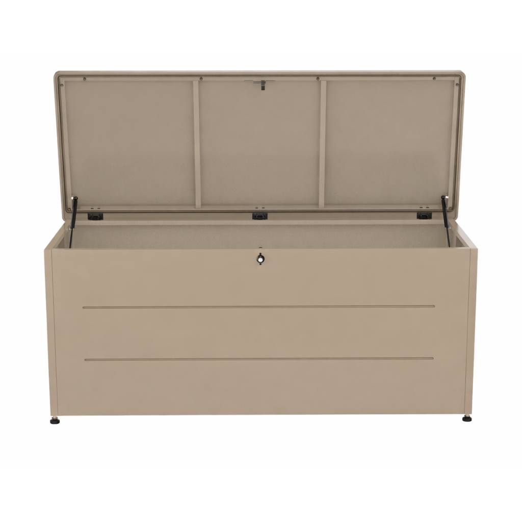 Couleurs du monde - Coffre de jardin 800L taupe – grand coffre extérieur métal avec ouverture assistée - Image 2