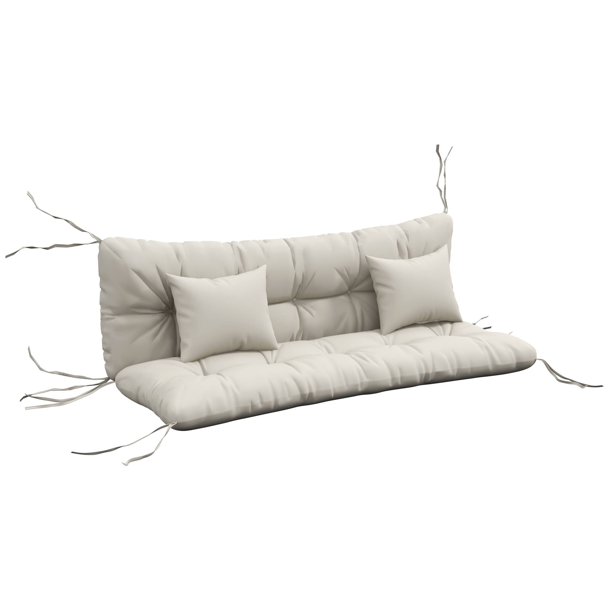 ComfortXL - Coussins de banc polyester 4 pièces 150 x 50 cm blanc crème pour salon de jardin extérieur confort matelassé - Image 10