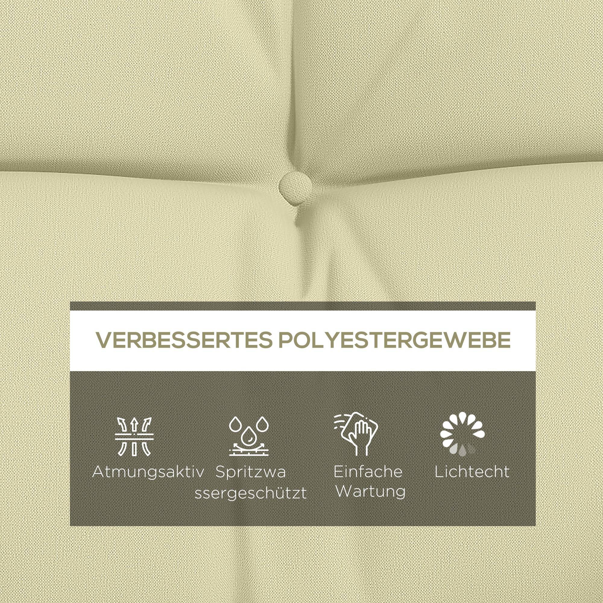 ComfortXL - Coussins de banc polyester 4 pièces 150 x 50 cm blanc crème pour salon de jardin extérieur confort matelassé - Image 4