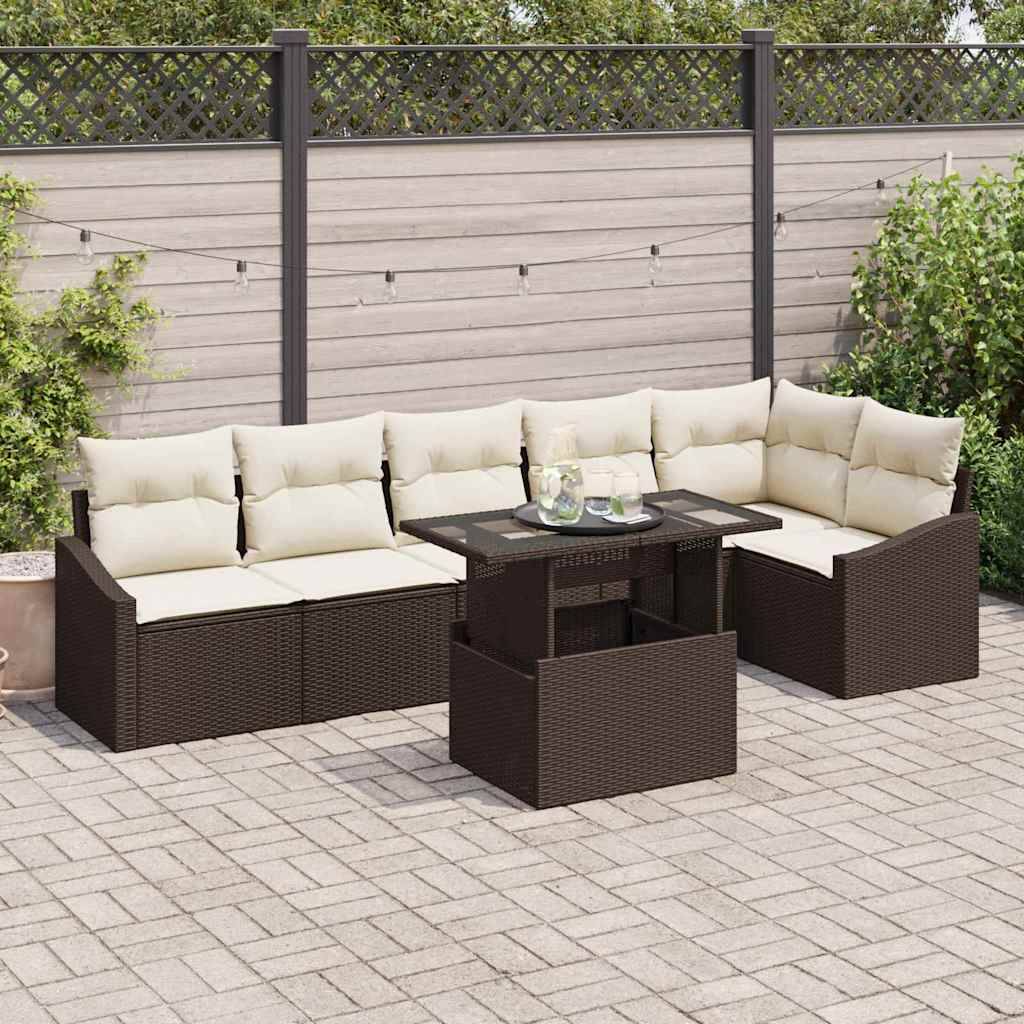 Canapé Extérieur XXL 7 Places Résine Tressée Modulable pour Grandes Terrasses Marron – ComfortXL Outdoor Living - Image 1