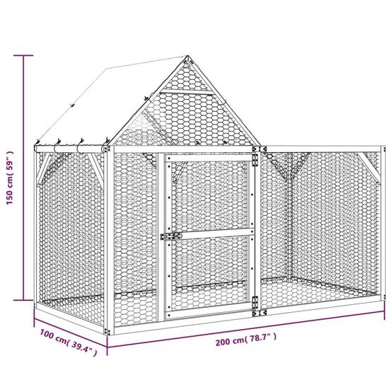 Poulailler Bois Pin Massif Enclos Extérieur Volailles Toit Étanche 200x100x150cm Brun - ComfortXL Outdoor Living - Image 7