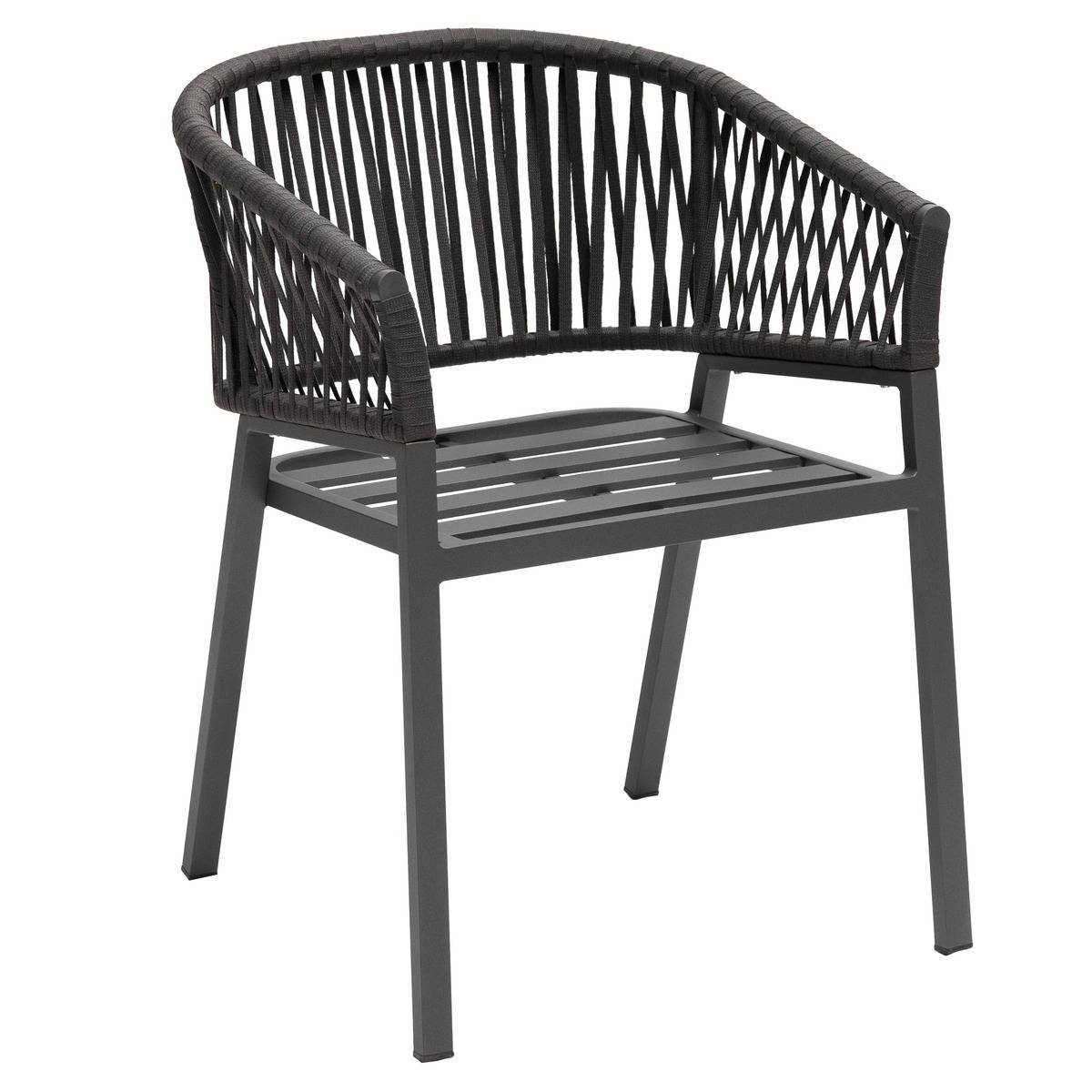 Hesperide - Lot de 2 fauteuils de jardin "Oriengo" anthracite & graphite en aluminium et mailles tressées - Hespéride - Image 3
