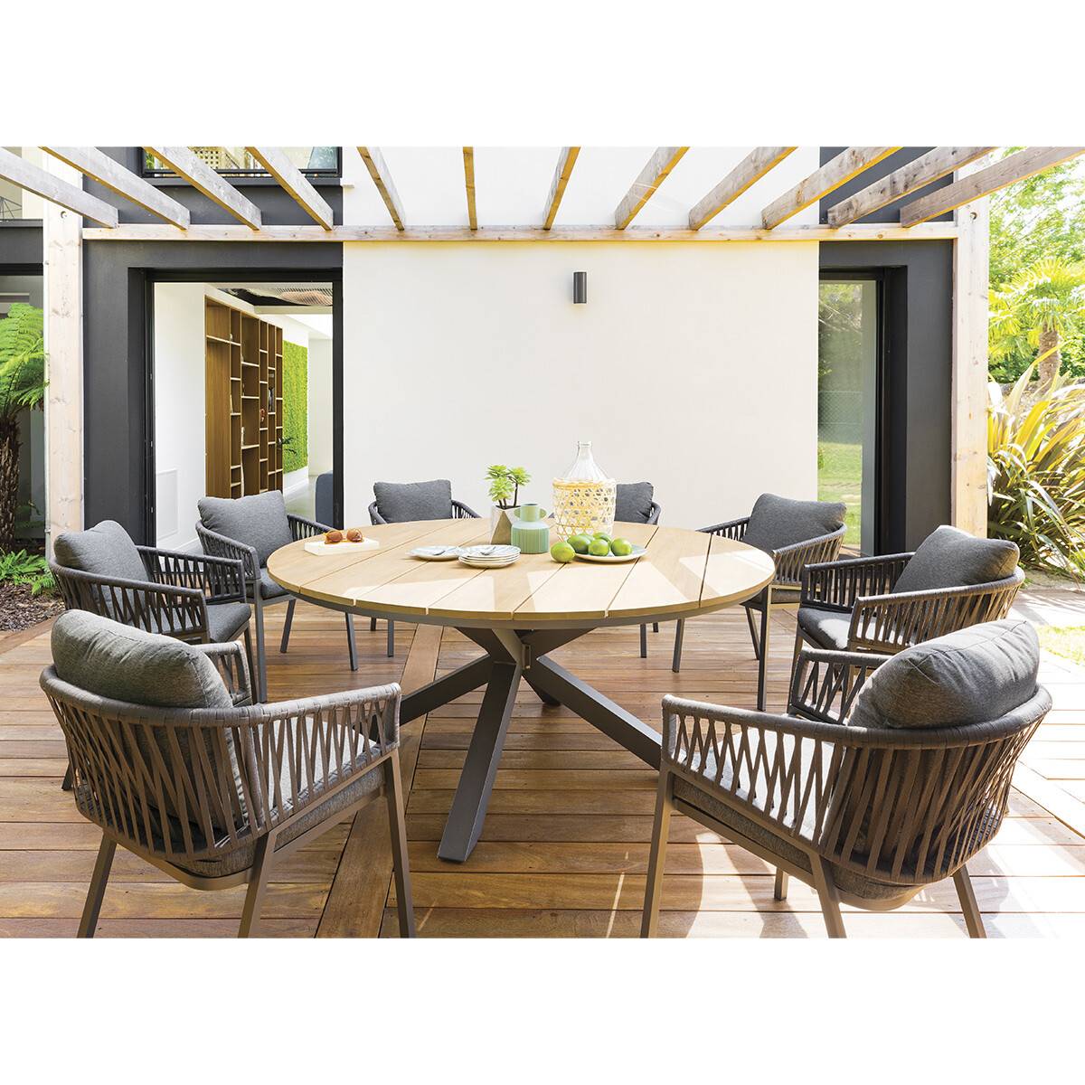 Hesperide - Lot de 2 fauteuils de jardin "Oriengo" anthracite & graphite en aluminium et mailles tressées - Hespéride - Image 6
