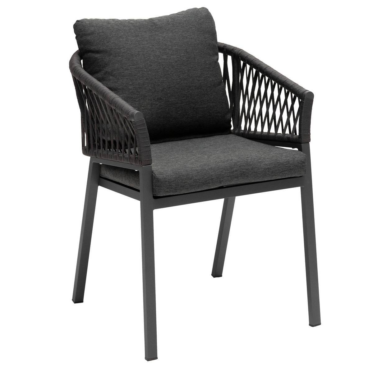 Hesperide - Lot de 2 fauteuils de jardin "Oriengo" anthracite & graphite en aluminium et mailles tressées - Hespéride - Image 2