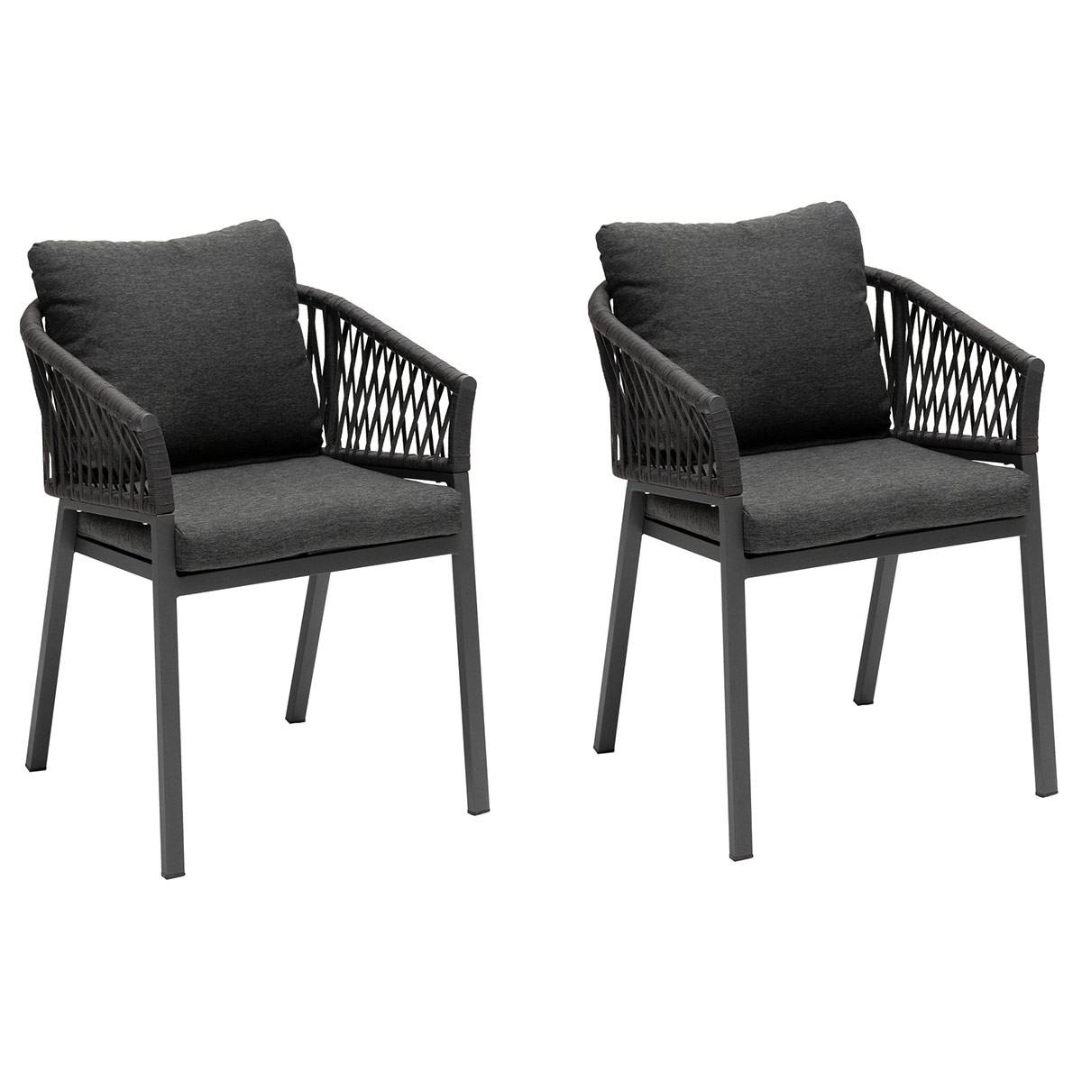 Hesperide - Lot de 2 fauteuils de jardin "Oriengo" anthracite & graphite en aluminium et mailles tressées - Hespéride - Image 1