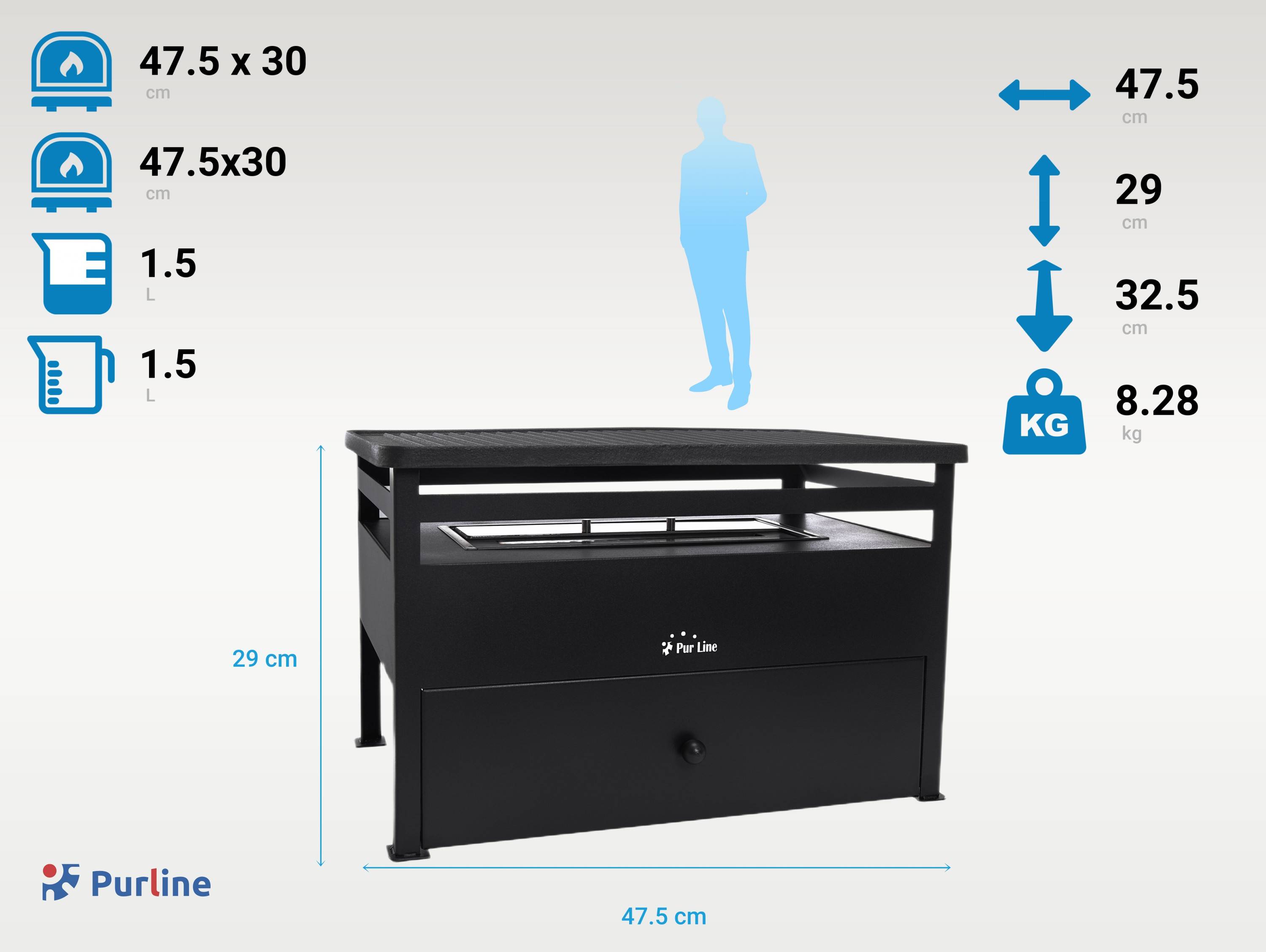 Purline - Barbecue à l'éthanol 1.5L en acier noir - Purline - Image 5