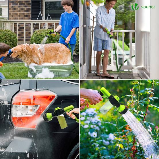 Vounot - Tuyau d’Arrosage Extensible 30m avec Récipient Savon et accessoires vert - Image 7