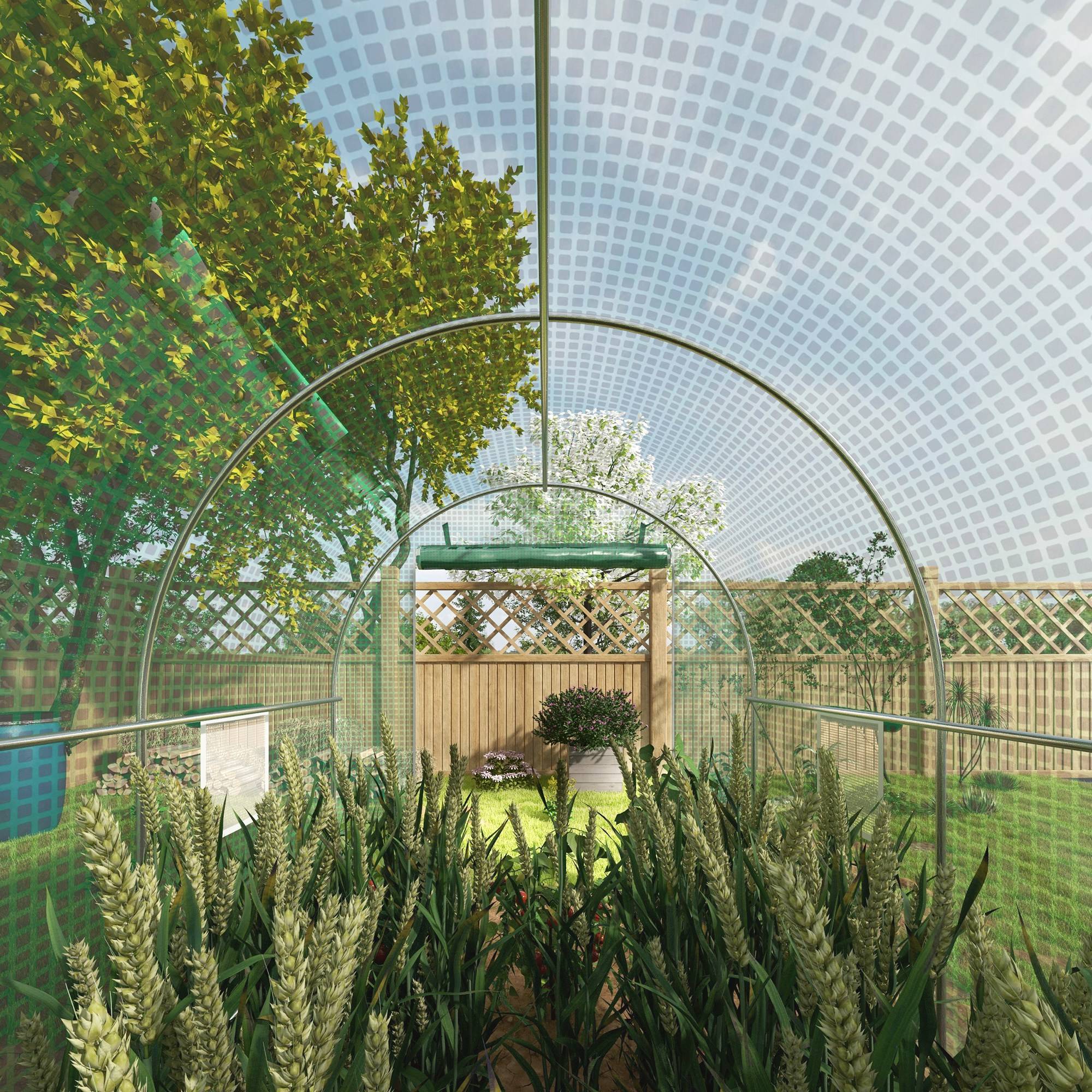 Serre de Jardin Tunnel Surface Sol 8 m² 4L x 2l x 2,05H m châssis Tubulaire Porte zippée 6 fenêtres enroulables vert - Image 10