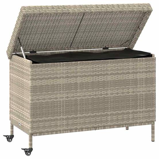 Boîte de rangement extérieure - Coffre de rangement - Boîte de jardin et roues gris clair résine tressée - Image 3