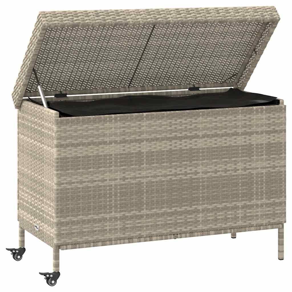 Boîte de rangement extérieure - Coffre de rangement - Boîte de jardin et roues gris clair résine tressée - Image 3