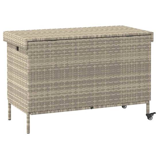 Boîte de rangement extérieure - Coffre de rangement - Boîte de jardin et roues gris clair résine tressée - Image 6