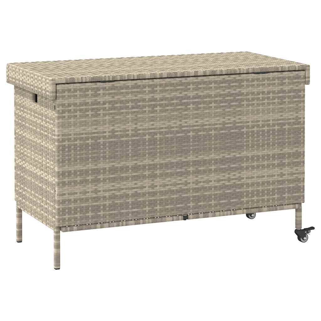 Boîte de rangement extérieure - Coffre de rangement - Boîte de jardin et roues gris clair résine tressée - Image 6