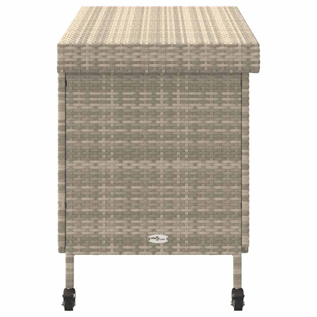 Boîte de rangement extérieure - Coffre de rangement - Boîte de jardin et roues gris clair résine tressée - Image 5